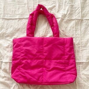 Hot Pink Quilted Shoulder Tote Bad